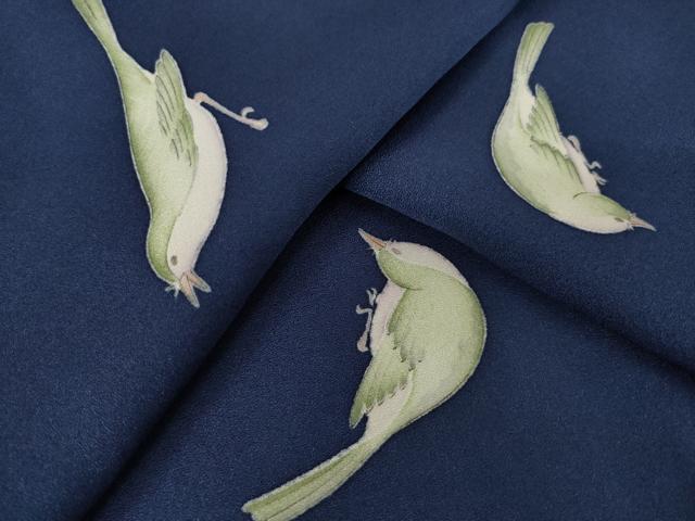 平和屋着物●上質な小紋 鳥 正絹 逸品 AABK6313ck