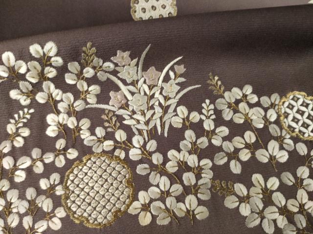 平和屋着物●訪問着 総刺繍 雪輪花文 暈し染め 金糸 ロング丈 正絹 逸品 AABK6315ck