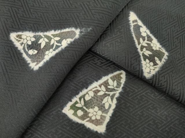 平和屋着物○上質な小紋 絞り 草花文 正絹 逸品 AABK6316ck
