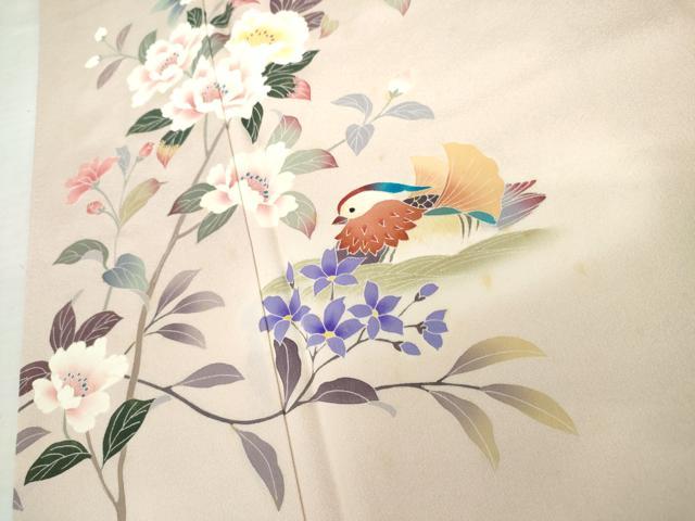 平和屋着物●訪問着 友禅 作家物 鴛鴦枝花文 正絹 逸品 AABK6324cs