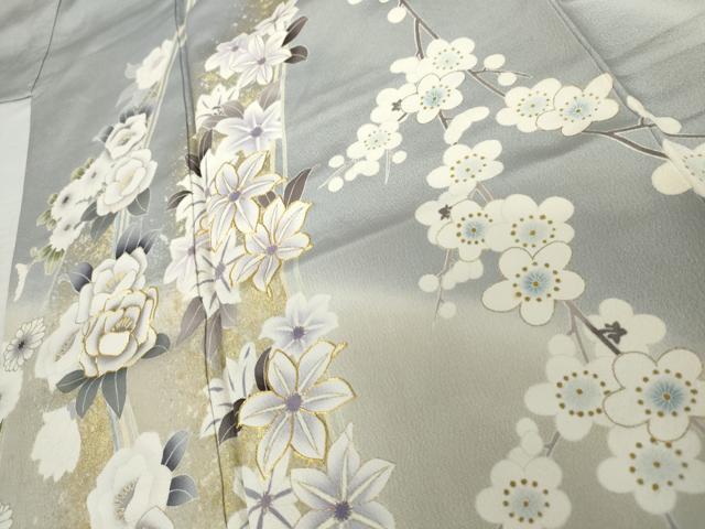 平和屋着物●訪問着 駒刺繍 草花文 暈し染め 金彩 正絹 逸品 AABK6325cs