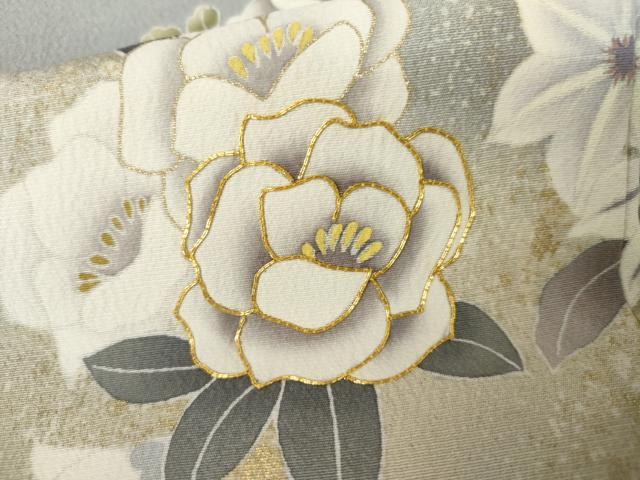 平和屋着物●訪問着 駒刺繍 草花文 暈し染め 金彩 正絹 逸品 AABK6325cs