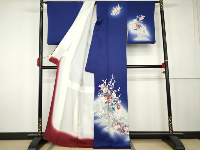 平和屋着物●訪問着 枝花文 暈し染め 正絹 逸品 AABK6326cs