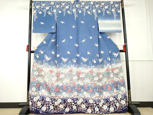 平和屋着物●訪問着 辻が花 暈し染め 銀通し地 正絹 逸品 AABK6327cs