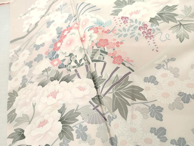 平和屋着物●訪問着 友禅 地紙鴛鴦草花文 正絹 逸品 AABK6328cs