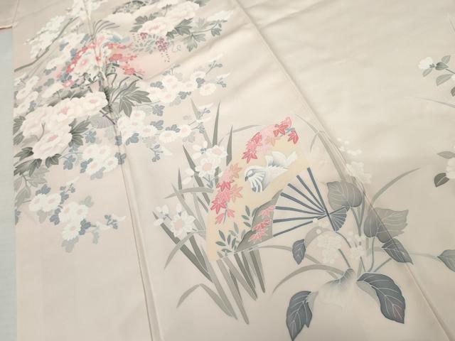 平和屋着物●訪問着 友禅 地紙鴛鴦草花文 正絹 逸品 AABK6328cs