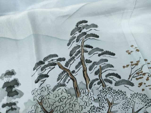 平和屋着物●男性 長襦袢 袷 手描き 人物風景文 暈し染め 正絹 逸品 AABK6329cs