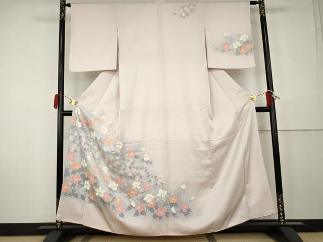 平和屋着物●訪問着 手描き 枝花文 暈し染め 正絹 逸品 AABK6331cs