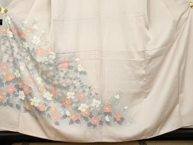 平和屋着物●訪問着 手描き 枝花文 暈し染め 正絹 逸品 AABK6331cs