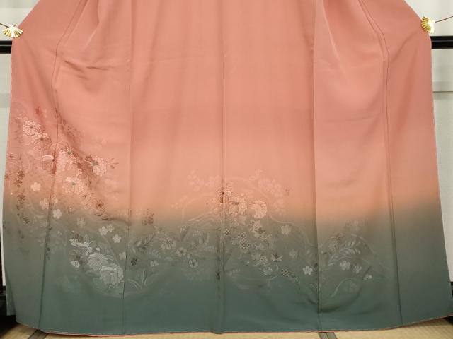 平和屋着物●中国三大刺繍 汕頭刺繍 スワトウ刺繍 訪問着 草花文 暈し染め 正絹 逸品 AABK6338cs