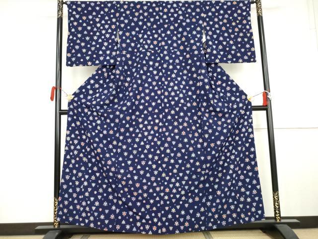 平和屋着物●上質な小紋 幾何学花文 正絹 逸品 AABK6339cs