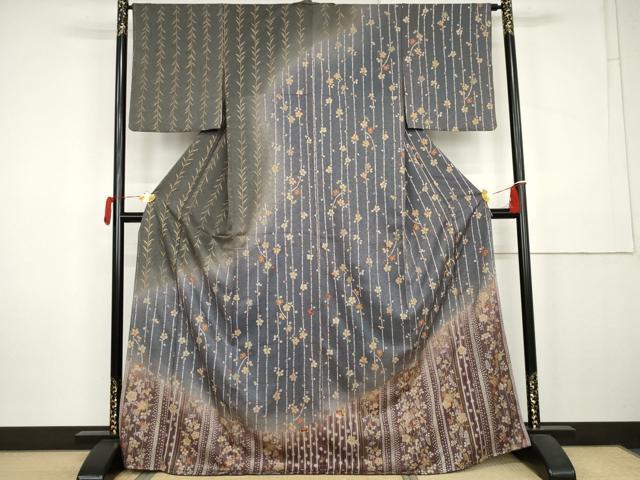 平和屋着物●訪問着 枝垂れ草花文 暈し染め 金彩 正絹 逸品 未使用 AABK6352cs