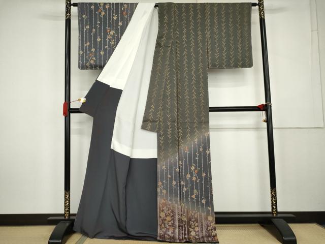 平和屋着物●訪問着 枝垂れ草花文 暈し染め 金彩 正絹 逸品 未使用 AABK6352cs