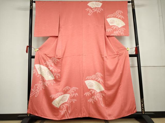 平和屋着物●訪問着 絞り 笹竹梅文 金彩 正絹 逸品 AABK6354cs