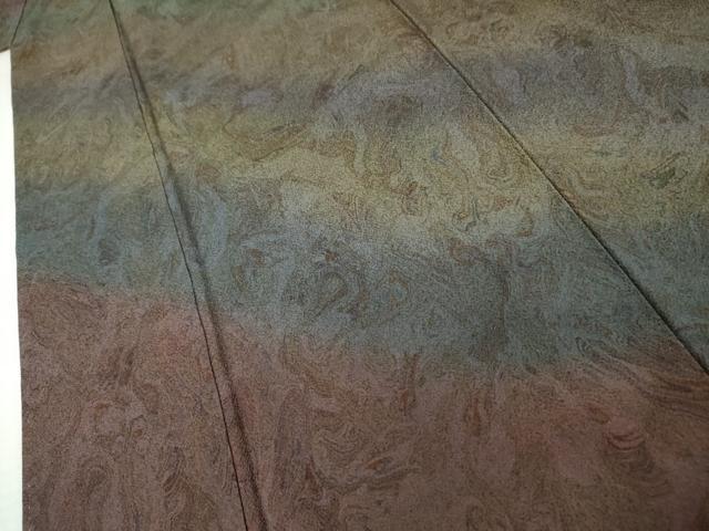 平和屋着物●上質な小紋 墨流し文様 暈し染め 正絹 逸品 AABK6355cs