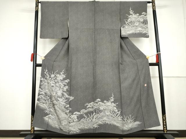 平和屋着物●伝統工芸師 服部光擴 江戸小紋 訪問着 松竹梅文 正絹 逸品 AABK6356cs