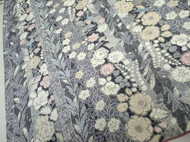平和屋着物●小紋 辻が花 花鳥文 洗える着物 AABK6365cs