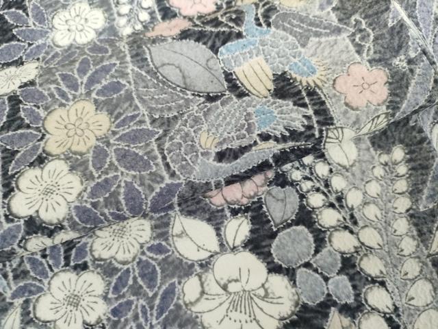 平和屋着物●小紋 辻が花 花鳥文 洗える着物 AABK6365cs