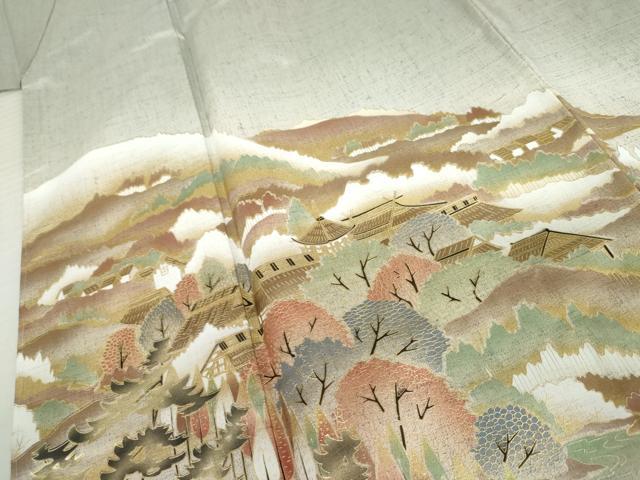 平和屋着物●本場大島紬 染大島 樹林風景文 金彩 正絹 逸品 AABK6369cs