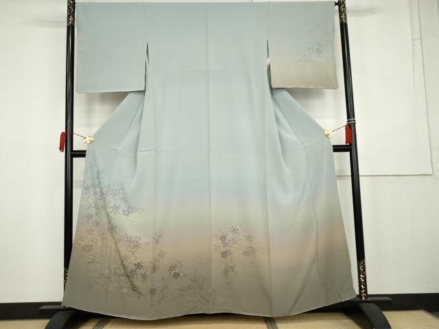 平和屋着物●中国三大刺繍 スワトウ刺繍 汕頭刺繍 訪問着 流水枝花文 暈し染め 正絹 逸品 AABK6371cs