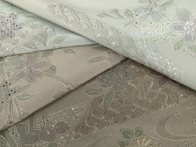 平和屋着物●中国三大刺繍 スワトウ刺繍 汕頭刺繍 訪問着 流水枝花文 暈し染め 正絹 逸品 AABK6371cs