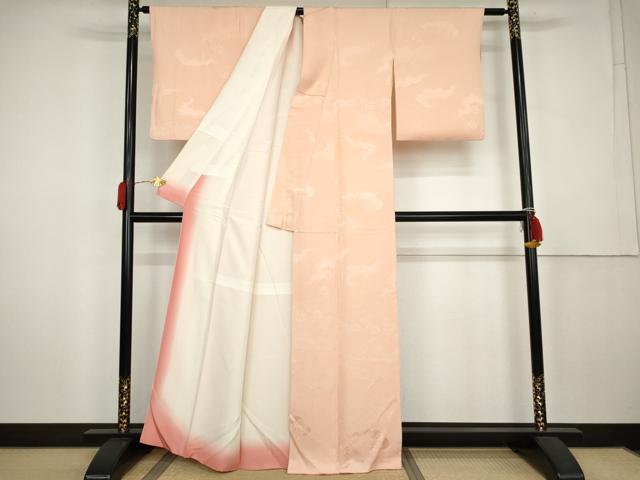 平和屋着物●上質な色無地 雲重ね花地紋 一斤染色 正絹 逸品 AABK6374cs