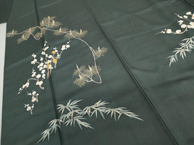 平和屋着物●訪問着 駒刺繍 松竹梅文 正絹 逸品 AABK6376cs