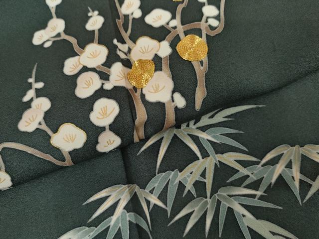 平和屋着物●訪問着 駒刺繍 松竹梅文 正絹 逸品 AABK6376cs