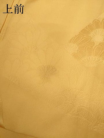 平和屋着物●上質な色無地 切嵌花地紋 萱草色 正絹 逸品 AABK6378cs