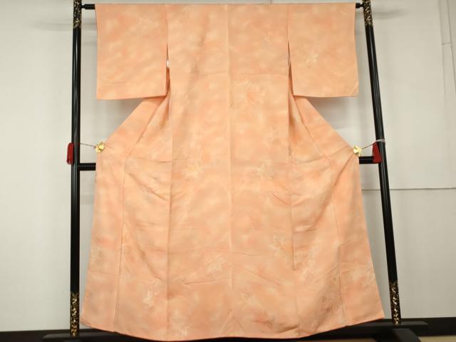 平和屋着物●上質な小紋 地紋起こし 葡萄枝葉文 暈し染め 正絹 逸品 AABK6380cs