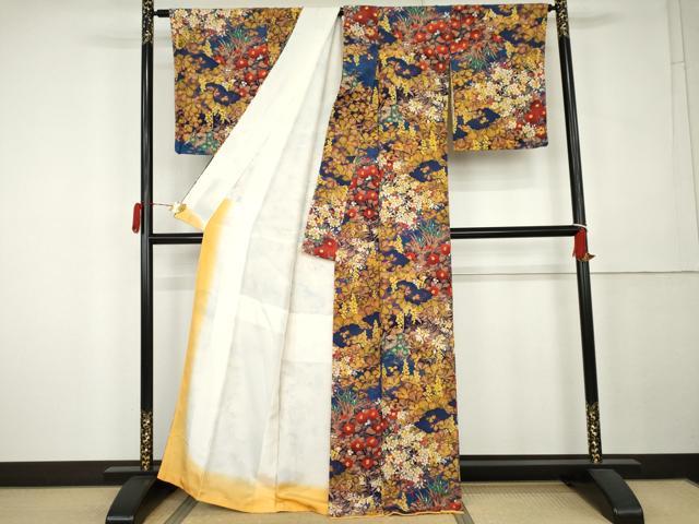 平和屋着物●上質な小紋 草花文 正絹 逸品 AABK6383cs
