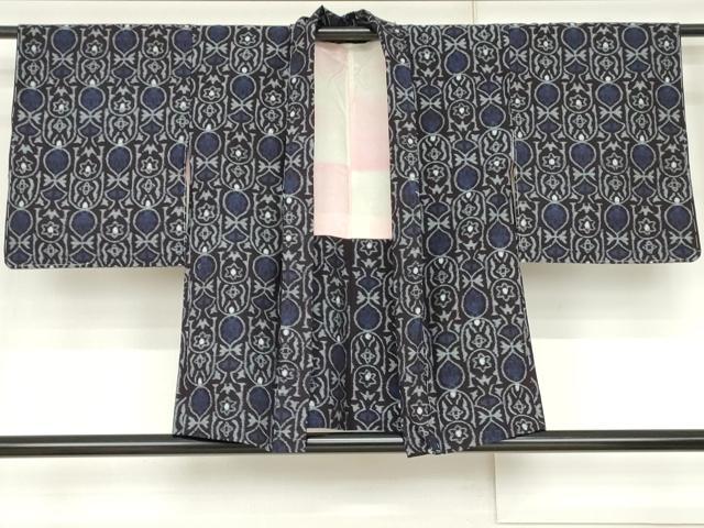 平和屋着物●久留米絣・羽織セット 洋花文 綿 逸品 未使用 AABK6388cs