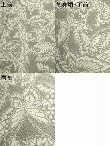 平和屋着物●上質な小紋 型染め 舞蝶文 鬼しぼ縮緬 正絹 逸品 AABK6389cs