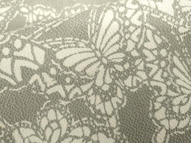 平和屋着物●上質な小紋 型染め 舞蝶文 鬼しぼ縮緬 正絹 逸品 AABK6389cs