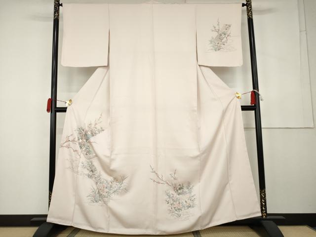 平和屋着物●中国三大刺繍 相良刺繍 総刺繍 訪問着 短冊花鳥文 銀糸 正絹 逸品 未使用 AABK6394cs
