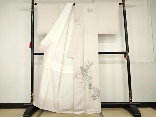 平和屋着物●中国三大刺繍 相良刺繍 総刺繍 訪問着 短冊花鳥文 銀糸 正絹 逸品 未使用 AABK6394cs