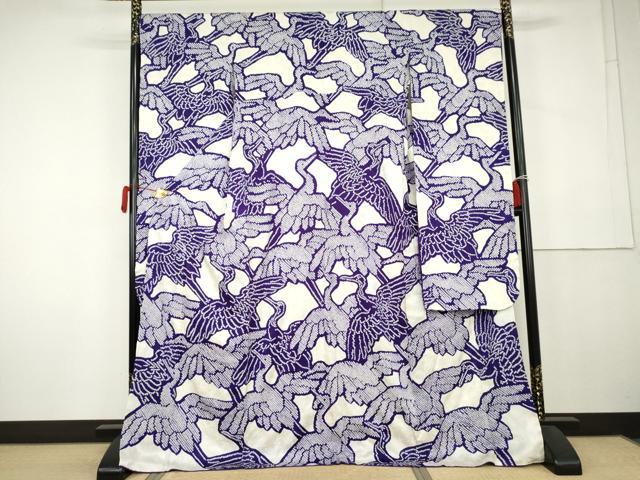 平和屋着物●豪華振袖 総絞り 群れ鶴文 正絹 逸品 AABK6398cs