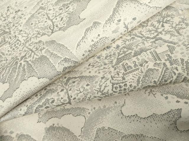 平和屋着物●本場大島紬 白大島 9マルキ 重ね山風景文 正絹 逸品 AABK6400cs