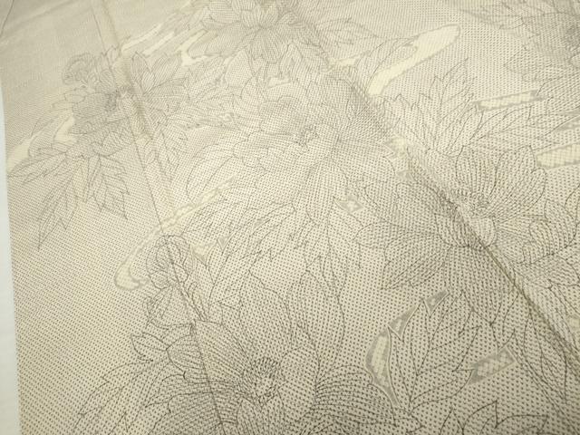 平和屋着物●本塩沢 訪問着 作家物 流水草花文 正絹 逸品 未使用 AABK6412cs