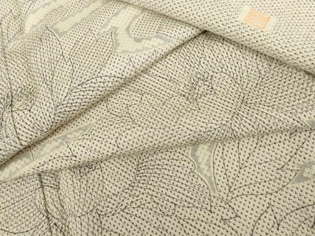 平和屋着物●本塩沢 訪問着 作家物 流水草花文 正絹 逸品 未使用 AABK6412cs