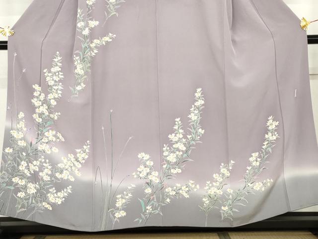 平和屋着物●本加賀友禅作家 寺西英樹 訪問着 枝花文 小菊 暈し染め 浜ちりめん 証紙付き 正絹 逸品 AABK6416cs