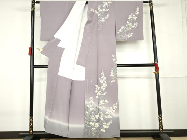平和屋着物●本加賀友禅作家 寺西英樹 訪問着 枝花文 小菊 暈し染め 浜ちりめん 証紙付き 正絹 逸品 AABK6416cs