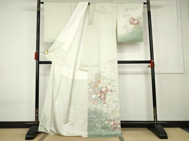 平和屋着物●訪問着 松竹梅風景文 暈し染め 金彩 正絹 逸品 未使用 AABK6421cs