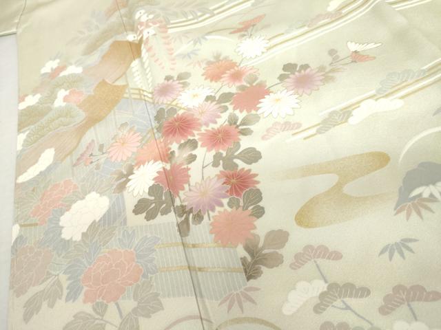 平和屋着物●訪問着 松竹梅風景文 暈し染め 金彩 正絹 逸品 未使用 AABK6421cs