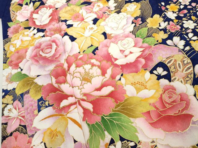 平和屋着物●豪華振袖・長襦袢(無双仕立て)セット 刺繍 花蝶文 金糸 金彩 ロング丈 正絹 逸品 AABK6422cs