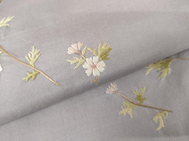 平和屋着物●本場縞大島紬 訪問着 総刺繍 枝花文 正絹 逸品 未使用 AABK6424cs