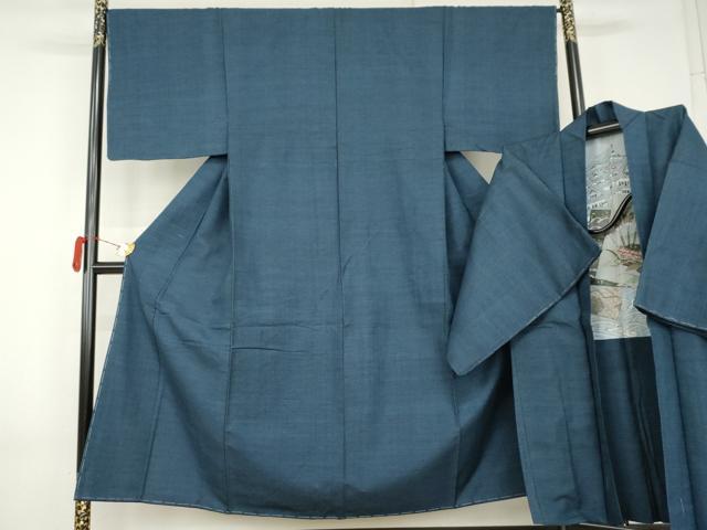 平和屋着物●男性 紬 アンサンブル 120亀甲 総詰め 正絹 逸品 AABK6431cs