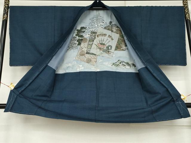 平和屋着物●男性 紬 アンサンブル 120亀甲 総詰め 正絹 逸品 AABK6431cs