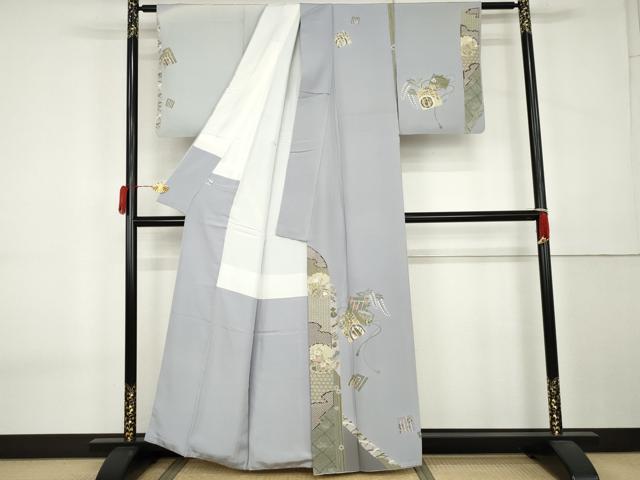 平和屋着物●訪問着 作家物 駒刺繍 源氏香花蝶丸文 暈し染め 金彩 正絹 逸品 AABK6433cs