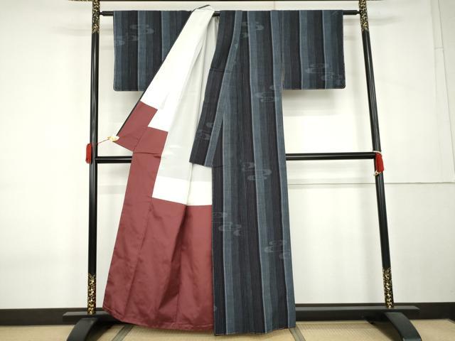 平和屋着物●上質な紬 80亀甲 流水文 正絹 逸品 未使用 AABK6435cs